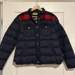 Penfield Navy and Buffalo Check Puffer